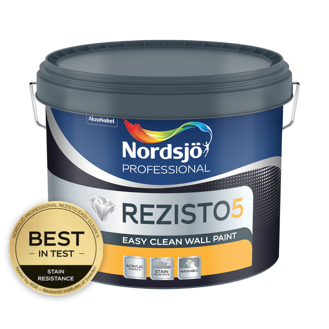 Nordsjø Professional Rezisto 5 vægmaling 10 liter med Best in test-mærke for pletmodstand
